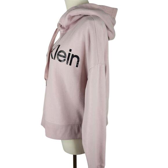 Calvin Klein Performance Dusty Rose Pink Cropped Logo Hoodie - Picture 6 of 6